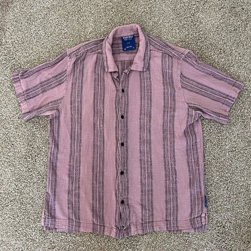 Without Walls Patio Stripe Button-Down Shirt Resort Shirt Cotton Size M